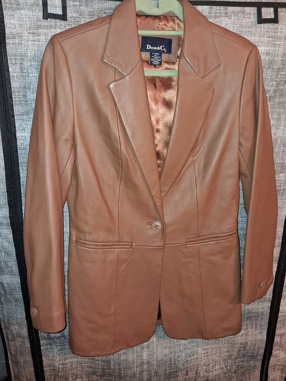 Denim&Co Leather Single-Button Blazer, Size XS